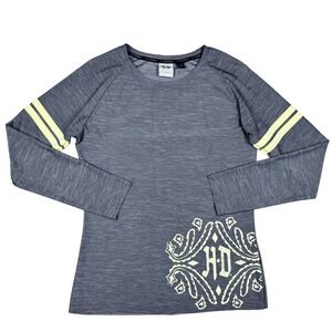 Harley Davidson Performance Top Gray Long Sleeve Motorcycle Shirt Womens Medium